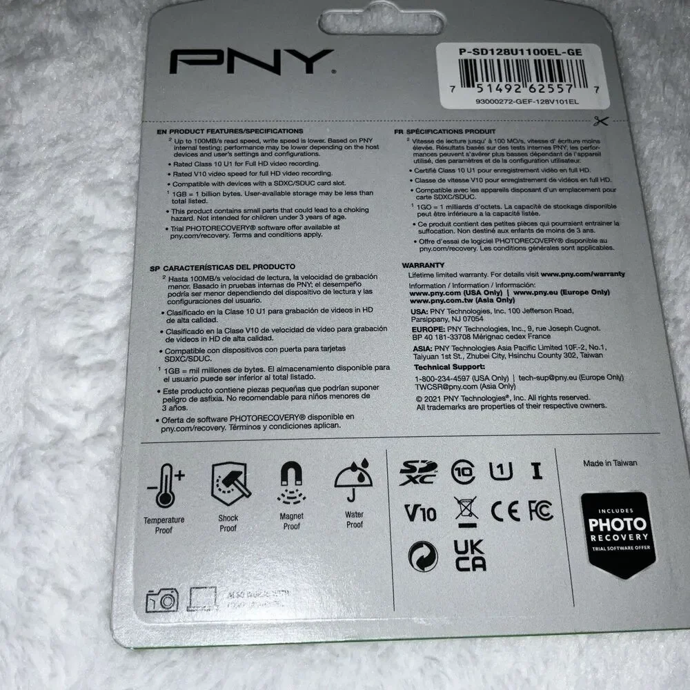 PNY 128 GB 100 MB/s,V10, UHS-I Elite SDXC Flash Card Full HD Video NEW SEALED